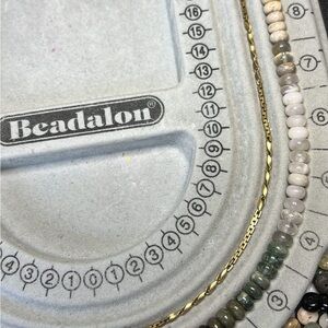 Hand beaded necklace with vintage gold filled chain